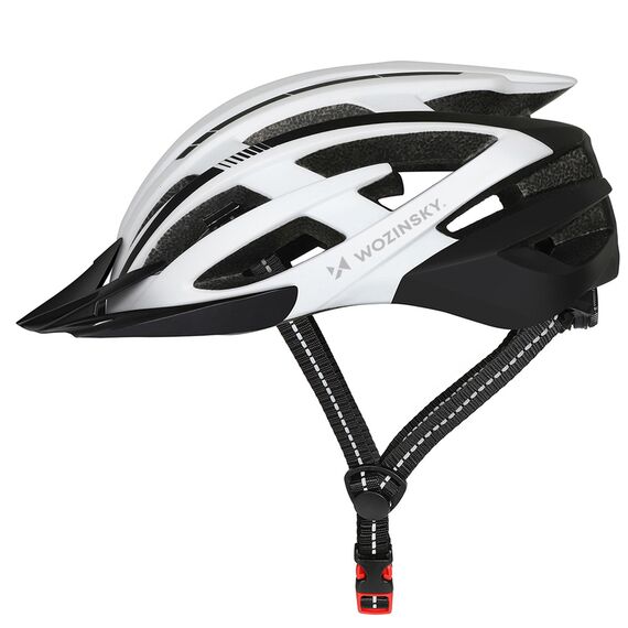 Wozinsky MTB Bike Helmet with USB Rear Light M - Black and White | Techbox