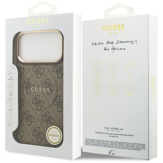 Guess 4G PU Classic Logo MagSafe Case for iPhone 17 Pro Max - Brown - Uncategorized Cases (2) - Cases - Techbox