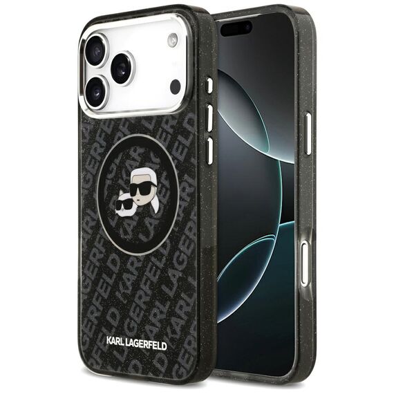Karl Lagerfeld IML Glitter Karl&amp;Choupette Heads Logo MagSafe Case for iPhone 17 Pro Max - Black | Techbox
