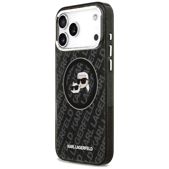 Karl Lagerfeld IML Glitter Karl&amp;Choupette Heads Logo MagSafe Case for iPhone 17 Pro Max - Black | Techbox