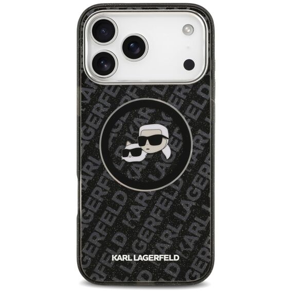 Karl Lagerfeld IML Glitter Karl&amp;Choupette Heads Logo MagSafe Case for iPhone 17 Pro Max - Black | Techbox