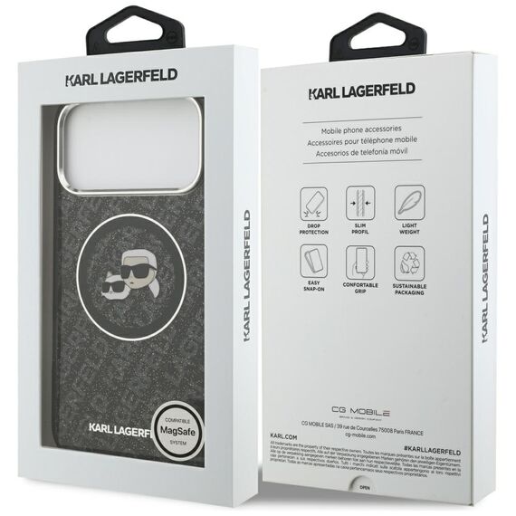 Karl Lagerfeld IML Glitter Karl&amp;Choupette Heads Logo MagSafe Case for iPhone 17 Pro Max - Black | Techbox