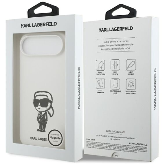 Karl Lagerfeld Silicone Karl Sketch &amp; Logo MagSafe Case for iPhone 17 Air - White | Techbox