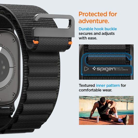 Strap Spigen WBF1 Strap for Apple Watch 44 / 45 / 46 / 49 mm - Black - Accessories - Smartwatches & Accessories - Techbox