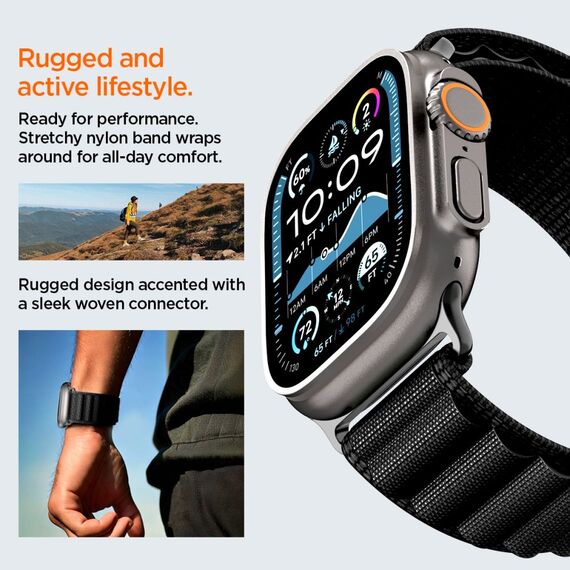 Strap Spigen WBF1 Strap for Apple Watch 44 / 45 / 46 / 49 mm - Black - Accessories - Smartwatches & Accessories - Techbox