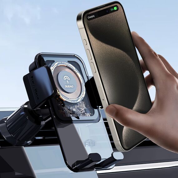 Dudao F19 clamp car holder with 15W inductive charger - black - Smartphone Holders - Smartphones - Techbox