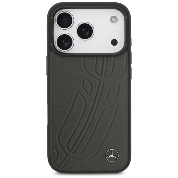 Mercedes Leather Large Laurel Leave MagSafe Case for iPhone 17 Pro - Black and Gray | Techbox