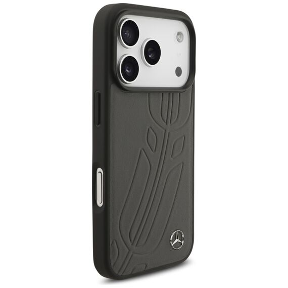 Mercedes Leather Large Laurel Leave MagSafe Case for iPhone 17 Pro - Black and Gray | Techbox