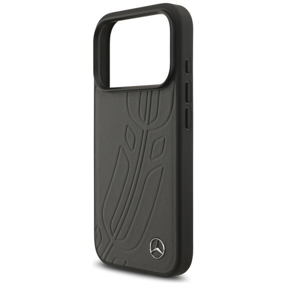 Mercedes Leather Large Laurel Leave MagSafe Case for iPhone 17 Pro - Black and Gray | Techbox