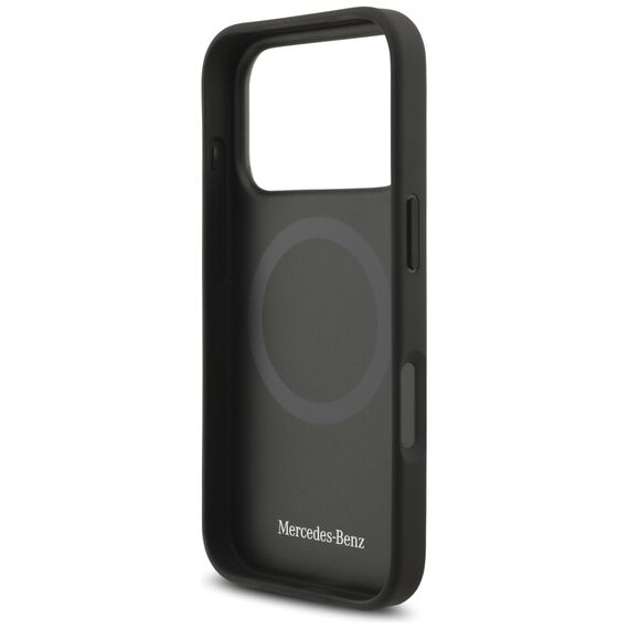 Mercedes Leather Large Laurel Leave MagSafe Case for iPhone 17 Pro - Black and Gray | Techbox