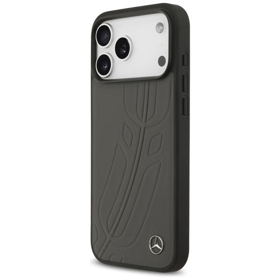 Mercedes Leather Large Laurel Leave MagSafe Case for iPhone 17 Pro Max - Black and Gray - Uncategorized Cases (2) - Cases - Techbox