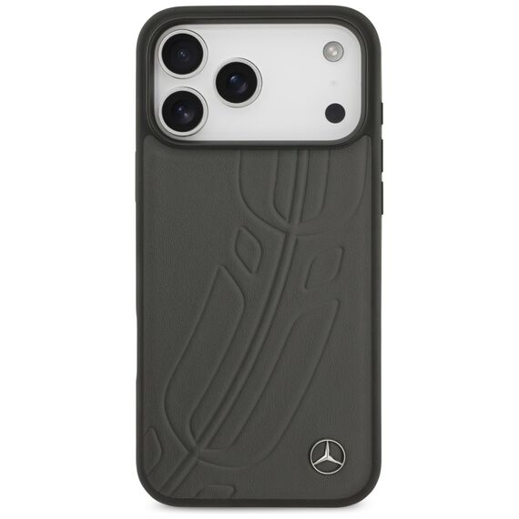 Mercedes Leather Large Laurel Leave MagSafe Case for iPhone 17 Pro Max - Black and Gray - Uncategorized Cases (2) - Cases - Techbox