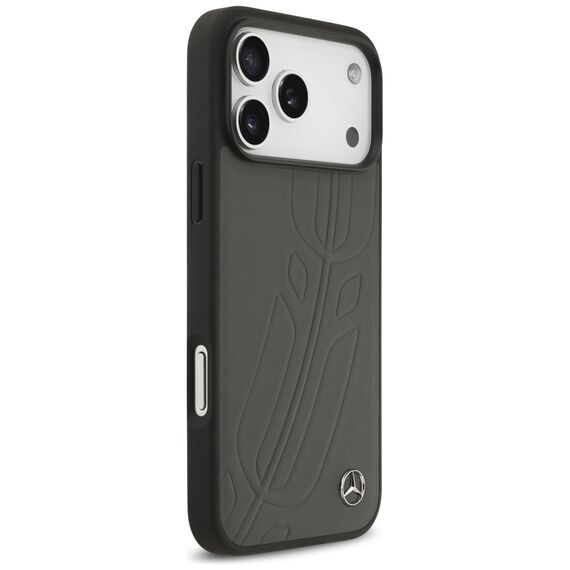 Mercedes Leather Large Laurel Leave MagSafe Case for iPhone 17 Pro Max - Black and Gray - Uncategorized Cases (2) - Cases - Techbox