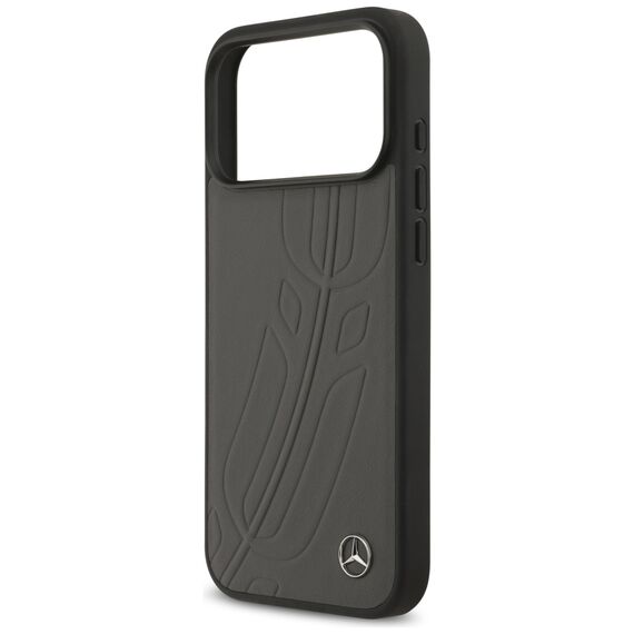 Mercedes Leather Large Laurel Leave MagSafe Case for iPhone 17 Pro Max - Black and Gray - Uncategorized Cases (2) - Cases - Techbox