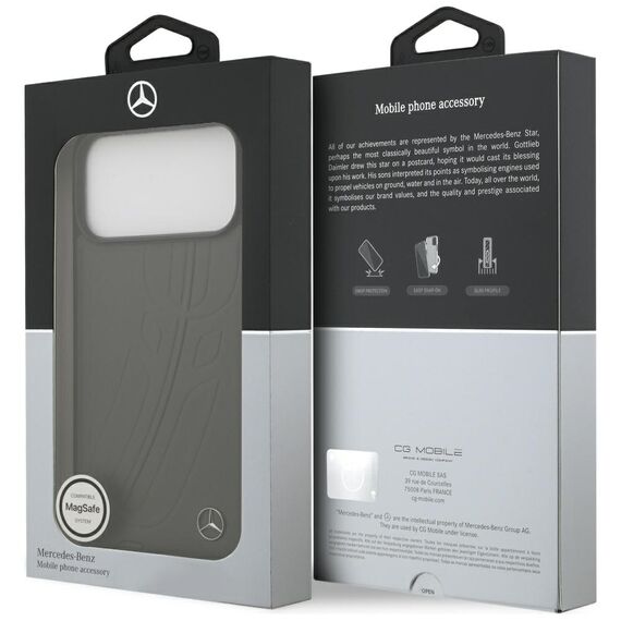 Mercedes Leather Large Laurel Leave MagSafe Case for iPhone 17 Pro Max - Black and Gray - Uncategorized Cases (2) - Cases - Techbox