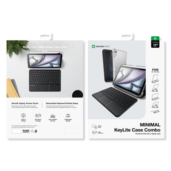 AmazingThing Minimal Case Keylite Combo Keyboard Case for iPad Air M3 13" - Black