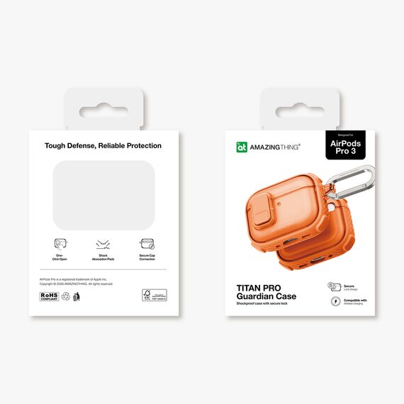 AmazingThing Titan Pro Mag Case Clear for AirPods Pro 3 - Orange | Techbox
