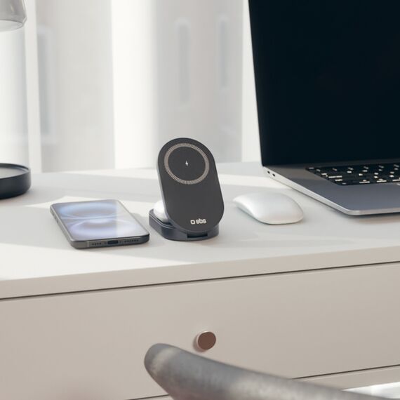 Foldable 3in1 wireless stand, QI2 and MFI