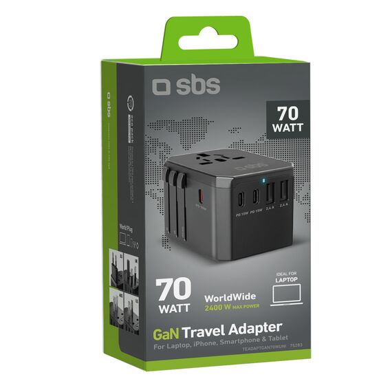 World travel GaN 70W adapter with pouch case