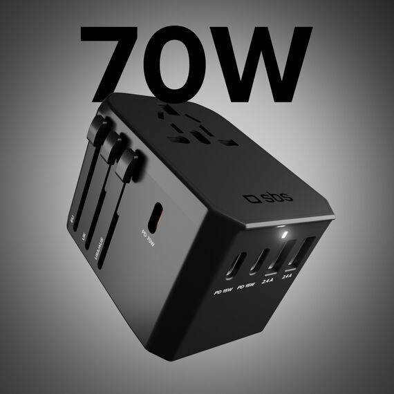 World travel GaN 70W adapter with pouch case