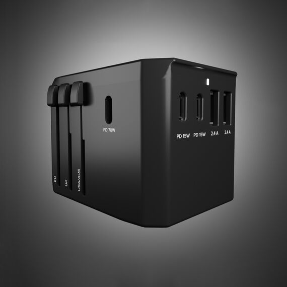 World travel GaN 70W adapter with pouch case
