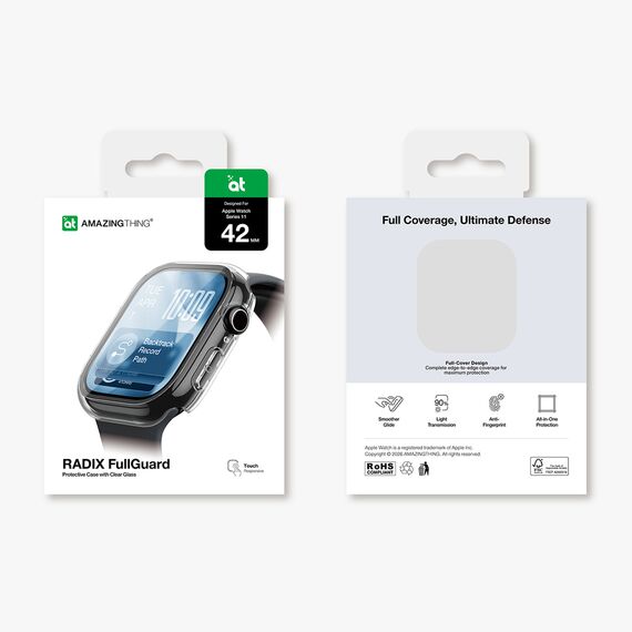 AmazingThing Radix Glass Screen Protector with Case for Apple Watch Series 11 42mm - Clear | Techbox