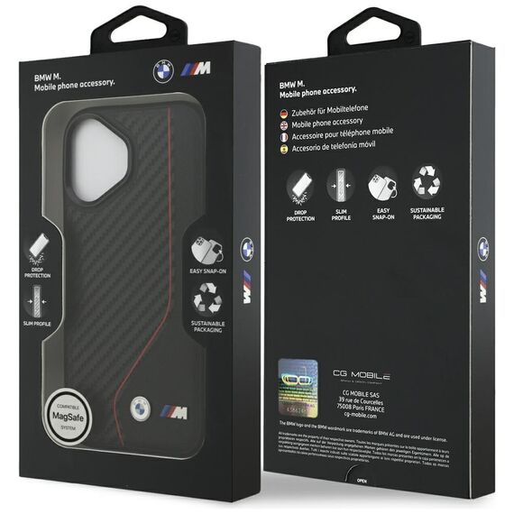 BMW M Carbon Line &amp; Logo MagSafe Case for iPhone 17 - Red | Techbox