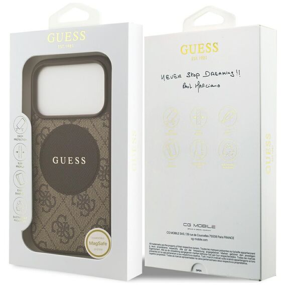 Guess 4G Circle Classic Logo MagSafe case for iPhone 17 Pro - brown - Apple Cases - Cases - Techbox