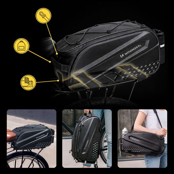 Wozinsky Bike Trunk Bag with Long Strap and Expandable Side Pockets - Black - Smartphone Holders - Smartphones - Techbox