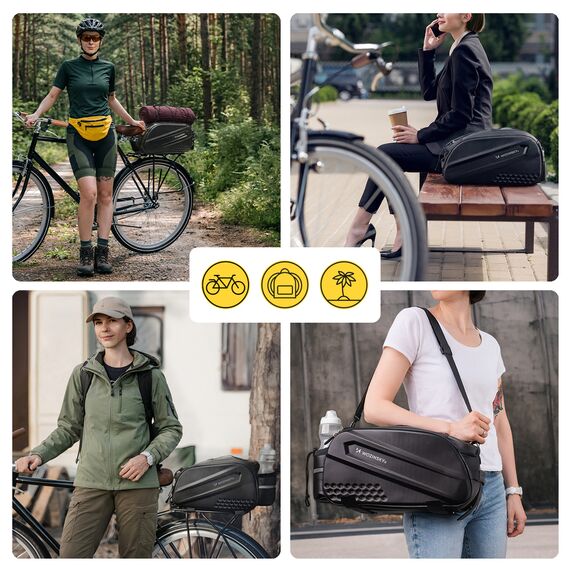 Wozinsky Bike Trunk Bag with Long Strap and Expandable Side Pockets - Black - Smartphone Holders - Smartphones - Techbox