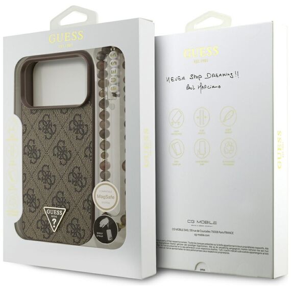 Guess 4G Strap Triangle Logo MagSafe Case for iPhone 17 Pro Max - Brown | Techbox
