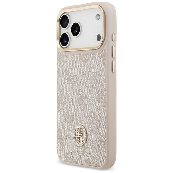 Guess 4G Strass Logo &amp; Big Strap Metal Buttons MagSafe Case for iPhone 17 Pro Max - Pink | Techbox