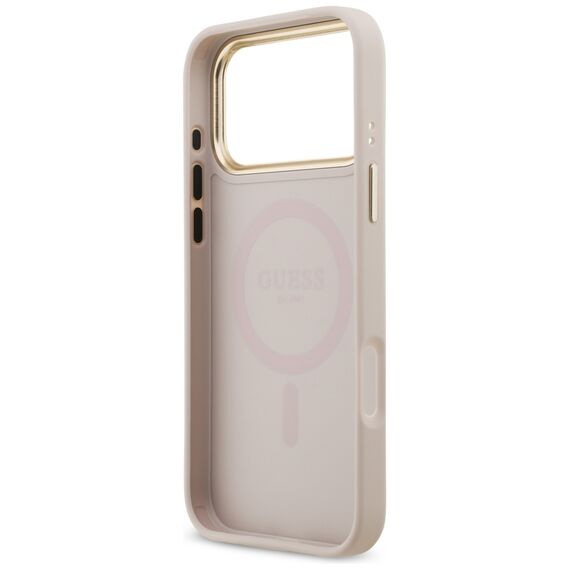 Guess 4G Strass Logo &amp; Big Strap Metal Buttons MagSafe Case for iPhone 17 Pro Max - Pink | Techbox