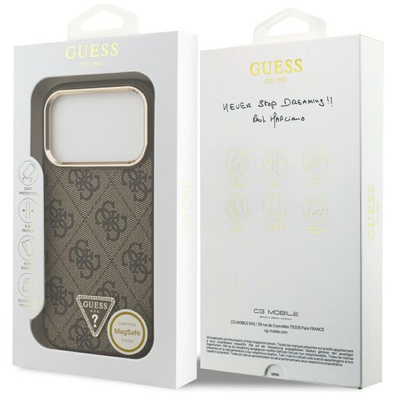 Guess 4G Triangle Logo MagSafe Case for iPhone 17 Pro - Brown and Gold | Techbox