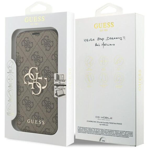 Guess Book 4G Metal Logo Case for iPhone 17 Pro - Brown | Techbox