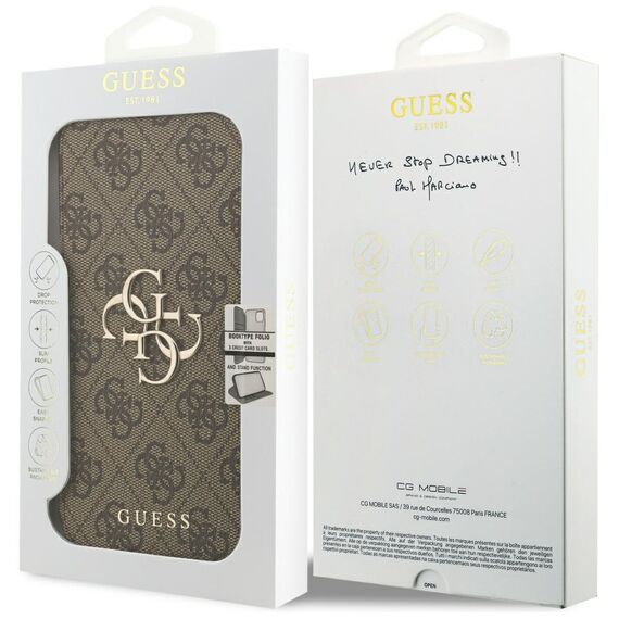 Guess Book 4G Metal Logo Case for iPhone 17 Pro Max - Brown | Techbox