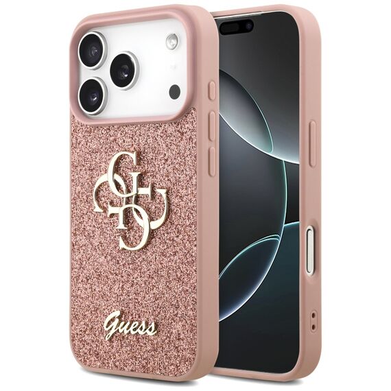 Guess Fixed Glitter Big 4G Case for iPhone 17 Pro - Pink | Techbox