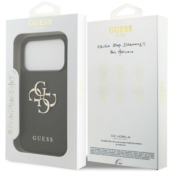 Guess Grained Big 4G &amp; Classic Logo case for iPhone 17 Pro - black - Apple Cases - Cases - Techbox