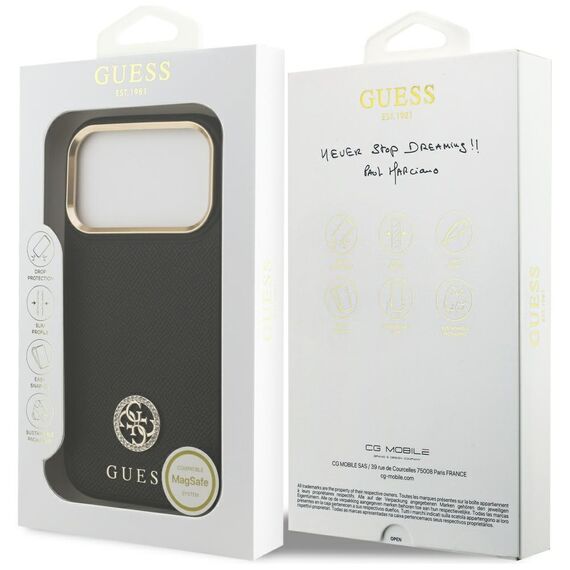 Guess Grained Strass Logo MagSafe case for iPhone 17 Pro - black | Techbox