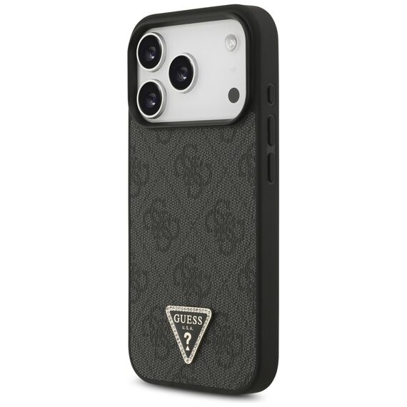 Guess Leather 4G Triangle Strass MagSafe Case for iPhone 17 Pro - Black - Apple Cases - Cases - Techbox