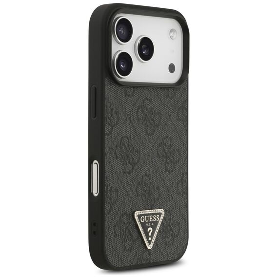 Guess Leather 4G Triangle Strass MagSafe Case for iPhone 17 Pro - Black - Apple Cases - Cases - Techbox