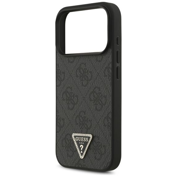 Guess Leather 4G Triangle Strass MagSafe Case for iPhone 17 Pro - Black - Apple Cases - Cases - Techbox
