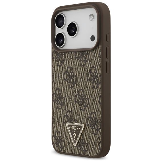 Guess Leather 4G Triangle Strass MagSafe Case for iPhone 17 Pro - Brown | Techbox