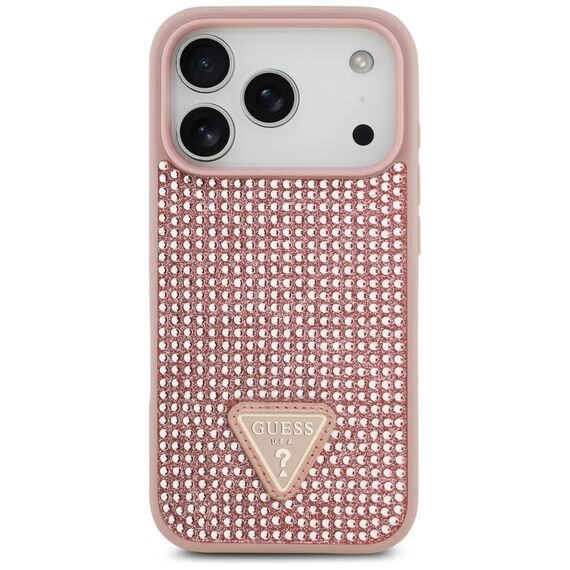 Guess Rhinestone Triangle Logo iPhone 17 Pro Case - Pink - Uncategorized Cases (2) - Cases - Techbox
