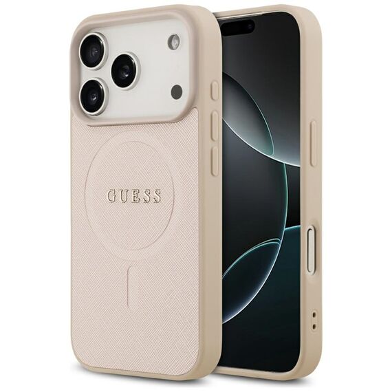 Guess Saffiano Classic Logo MagSafe Case for iPhone 17 Pro - Pink - Apple Cases - Cases - Techbox