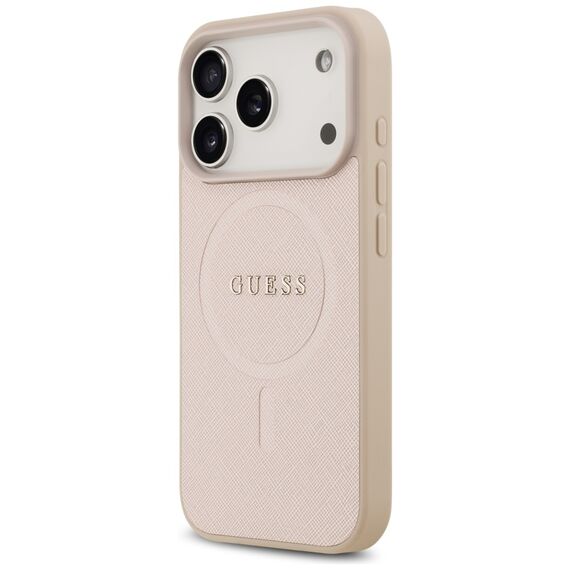 Guess Saffiano Classic Logo MagSafe Case for iPhone 17 Pro - Pink - Apple Cases - Cases - Techbox