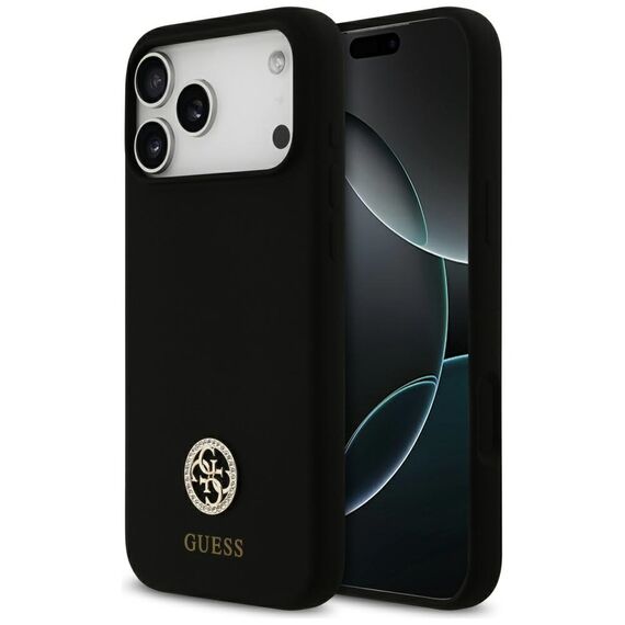 Guess Silicone Logo Strass 4G MagSafe Case for iPhone 17 Pro Max - Black - Uncategorized Cases (2) - Cases - Techbox