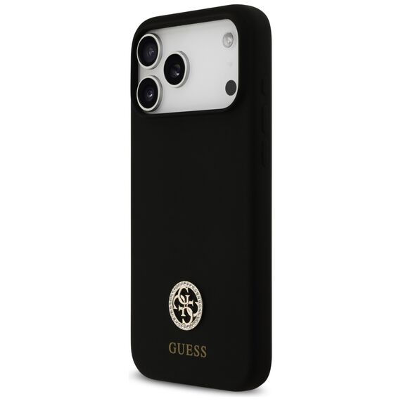 Guess Silicone Logo Strass 4G MagSafe Case for iPhone 17 Pro Max - Black - Uncategorized Cases (2) - Cases - Techbox
