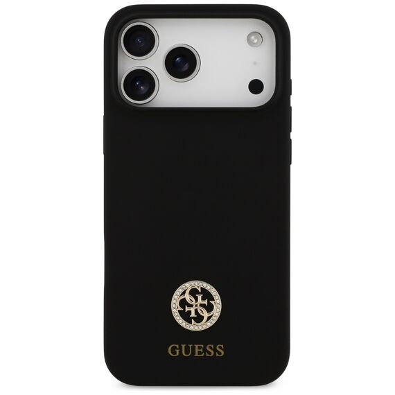 Guess Silicone Logo Strass 4G MagSafe Case for iPhone 17 Pro Max - Black - Uncategorized Cases (2) - Cases - Techbox