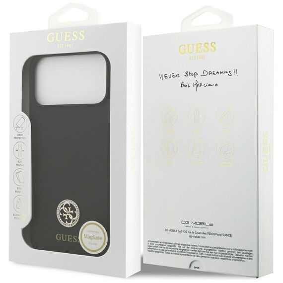 Guess Silicone Logo Strass 4G MagSafe Case for iPhone 17 Pro Max - Black - Uncategorized Cases (2) - Cases - Techbox